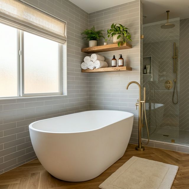 Spa-inspired bathroom with soaking tub