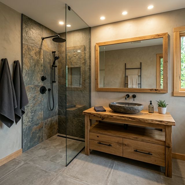 Rustic modern bathroom